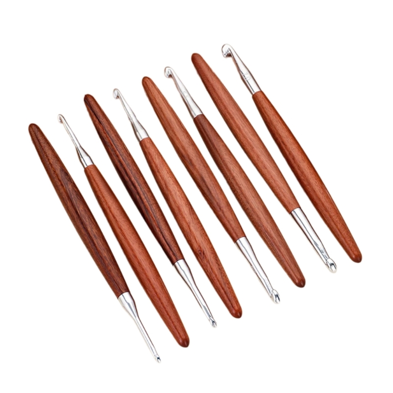 Wooden Crochet Hooks Ergonomic Handle - F68E 8 szt. Szydełko z drewnianym