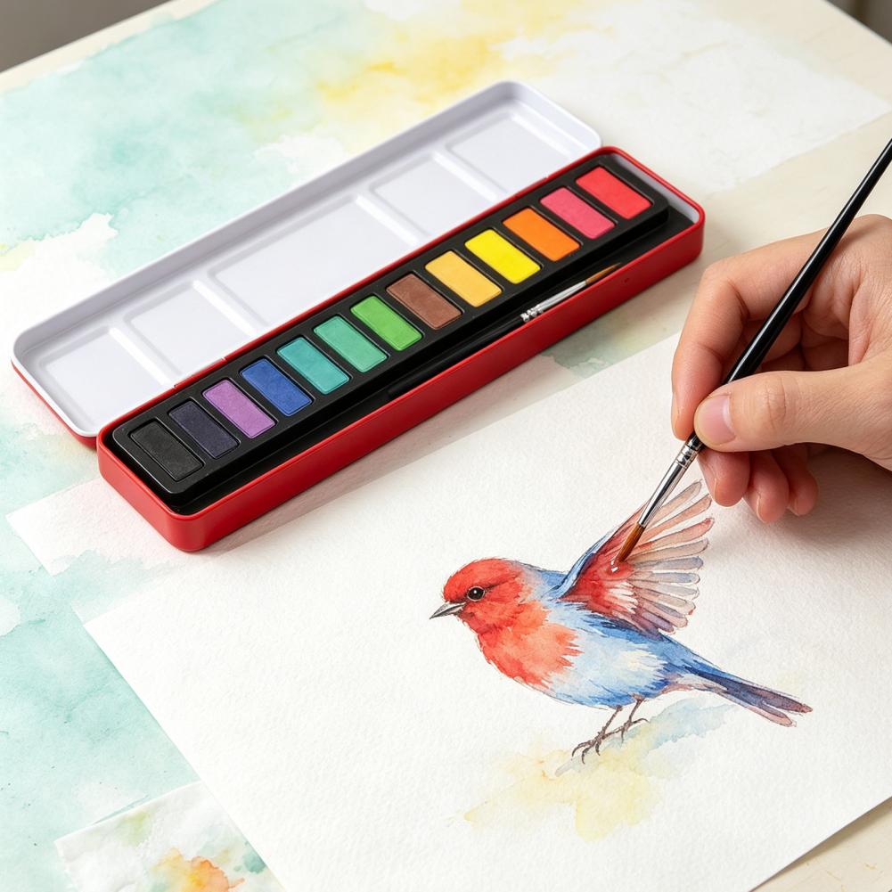 Watercolor Paint Set Solid Pigment - Przenośny zestaw farb akwarelowych, stałe pigmenty