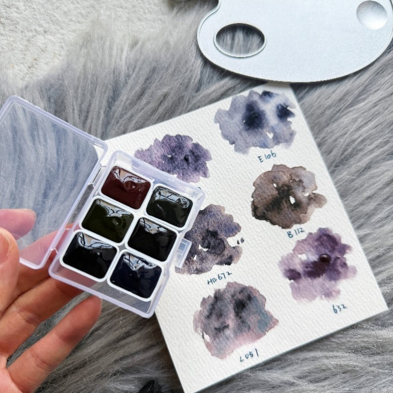 Watercolor Paint Set Solid Pigment - 6 Kolorów 1ml Kolekcja Białe Noce