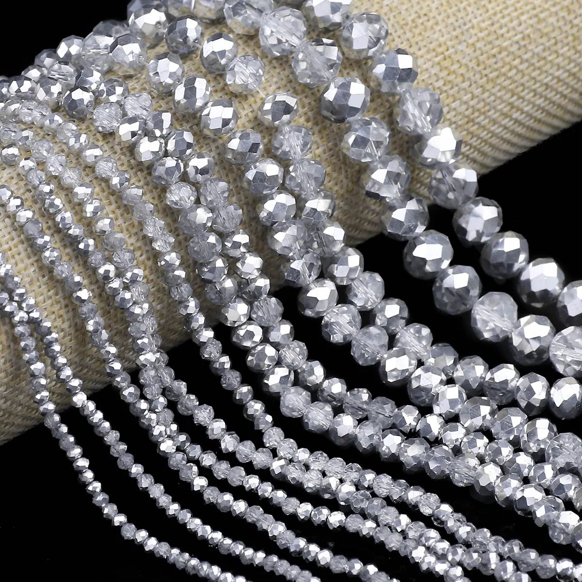 Glass Seed Beads 2Mm Jewelry Making - Półkolor srebrny przezroczysty płaski okrągły austriacki
