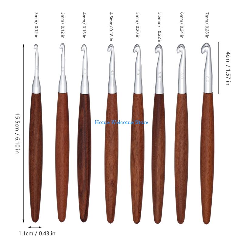 F68E 8 szt. Szydełko z drewnia – Wooden Crochet Hooks Ergonomic Handle recenzja i cena